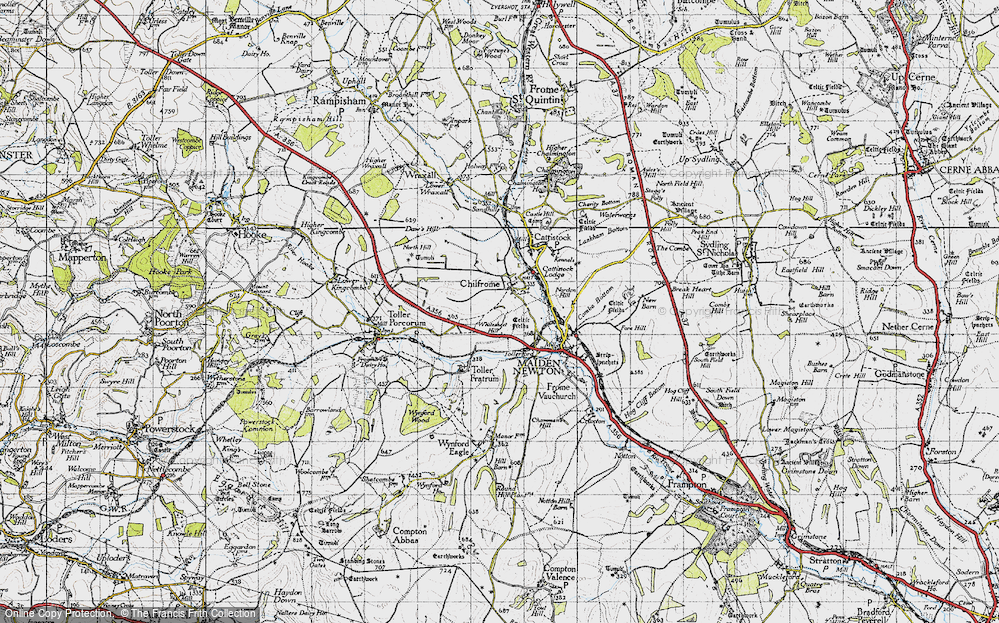 Old Map of Historic Map covering Whitesheet Hill in 1945
