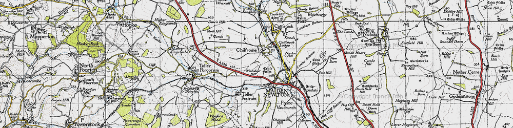 Old map of Chilfrome in 1945
