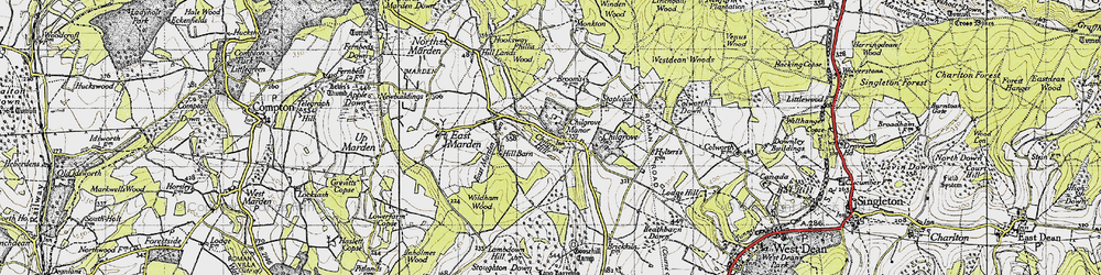 Old map of Westdean Woods in 1945