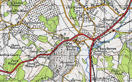 Old map of Chilham in 1940