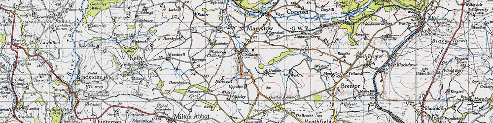 Old map of Marystow in 1946