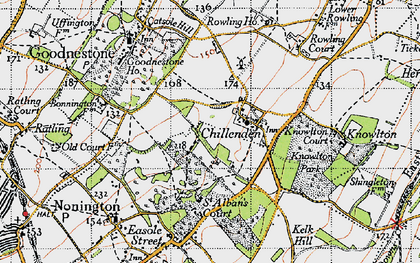 Old map of Chillenden in 1947