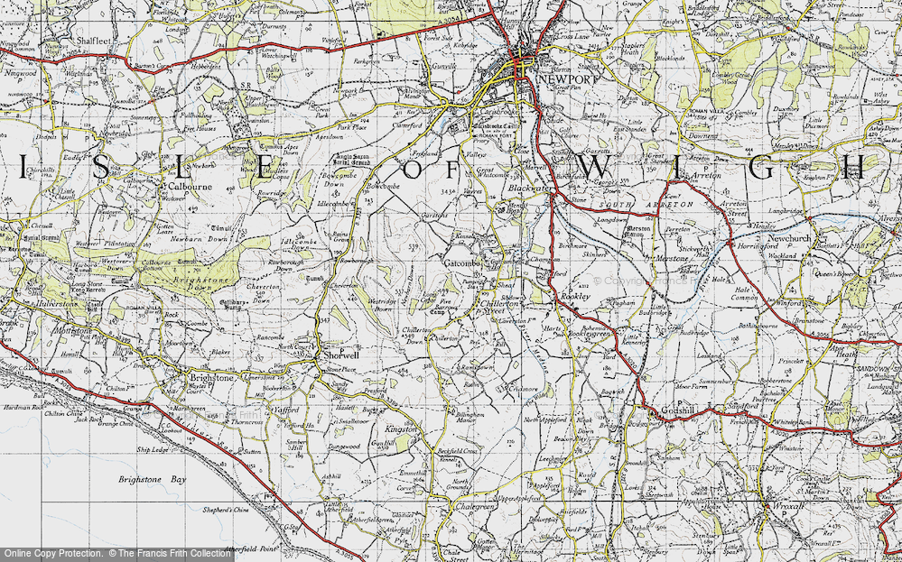 Old Map of Historic Map covering Westridge Down in 1945