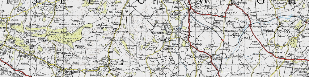 Old map of Westridge Down in 1945