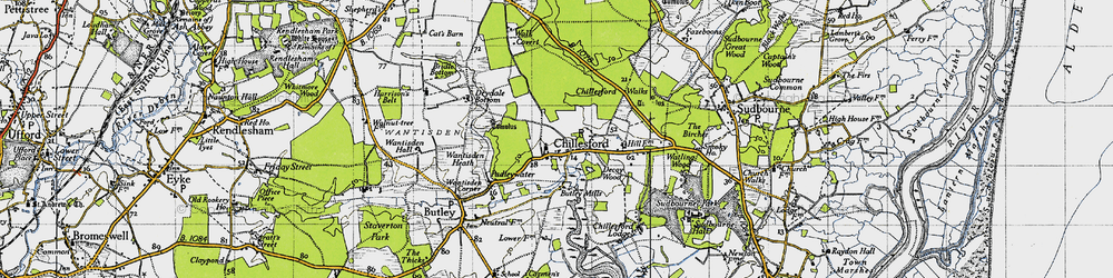 Old map of Butley Mills in 1946