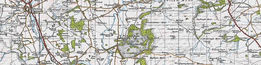 Old map of Chillingham in 1947