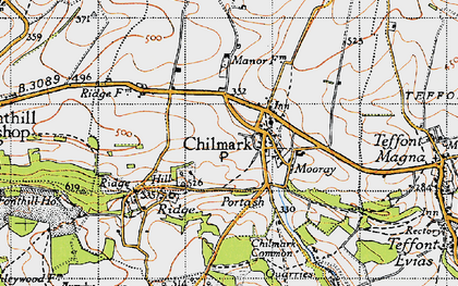 Old map of Chilmark in 1940