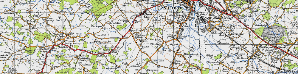 Old map of Chilmington Green in 1940