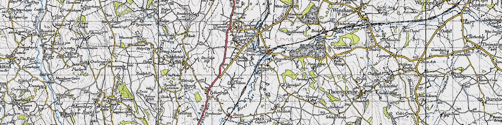 Old map of Chilson Common in 1945