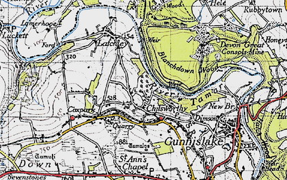 Old map of Chilsworthy in 1946