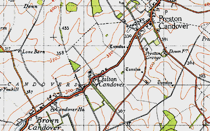 Old map of Chilton Candover in 1945