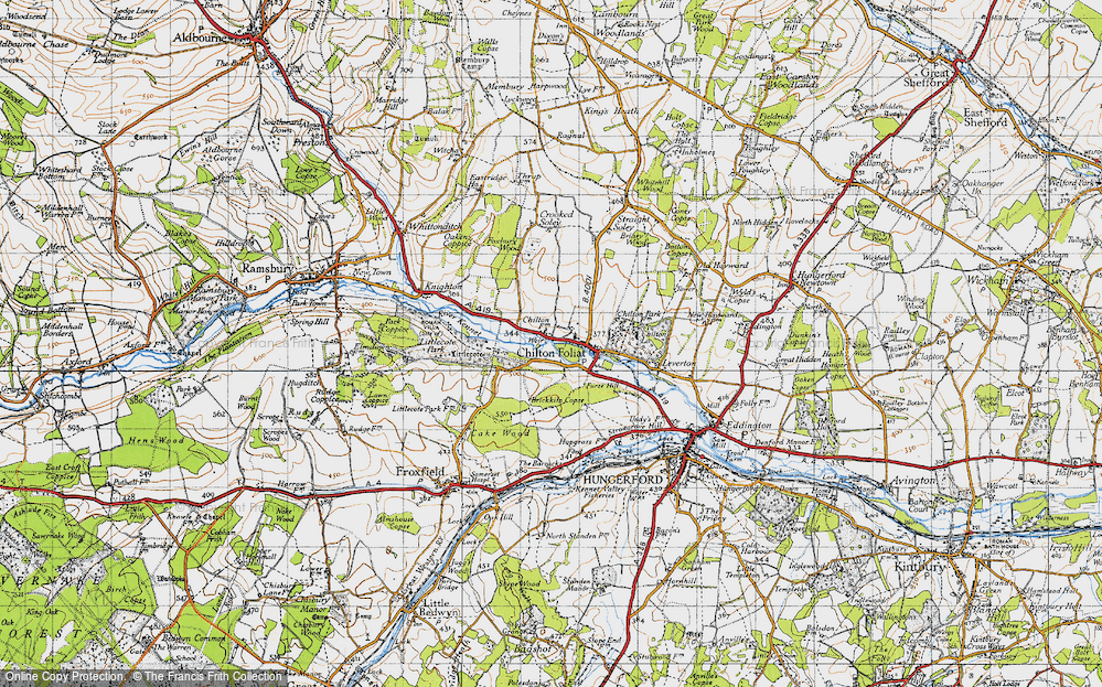 Old Map of Historic Map covering Littlecote in 1945