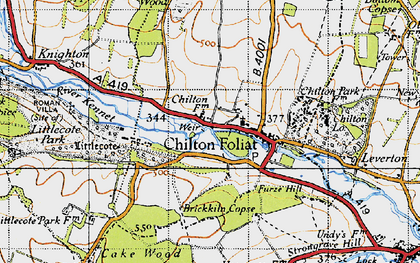Old map of Chilton Foliat in 1945