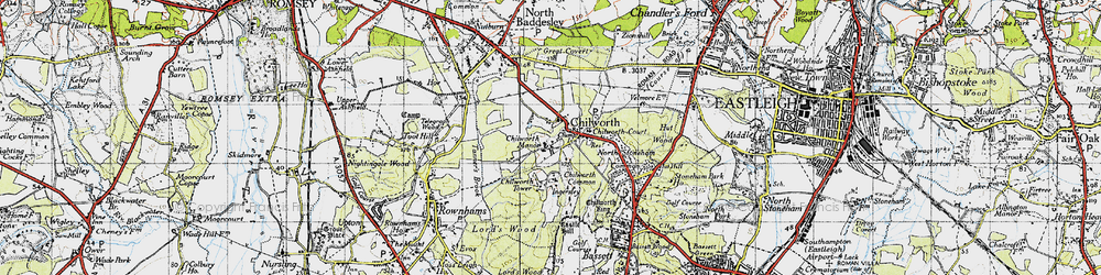 Old map of Chilworth Old Village in 1945