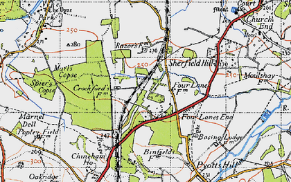 Old map of Chineham in 1945