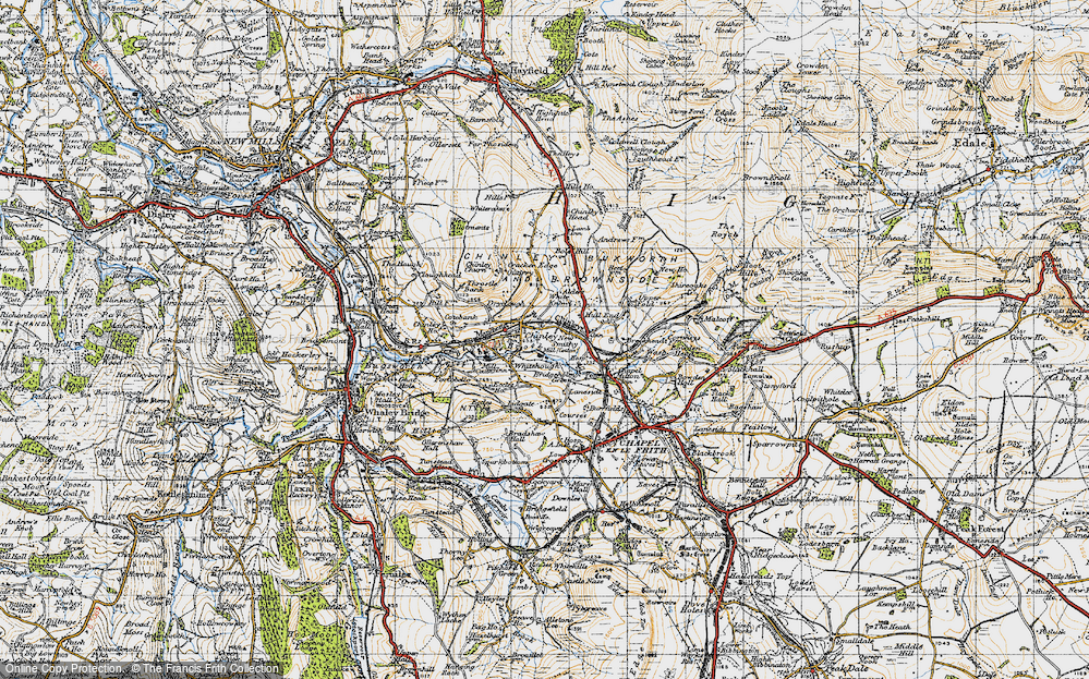 Old Map of Chinley, 1947 in 1947