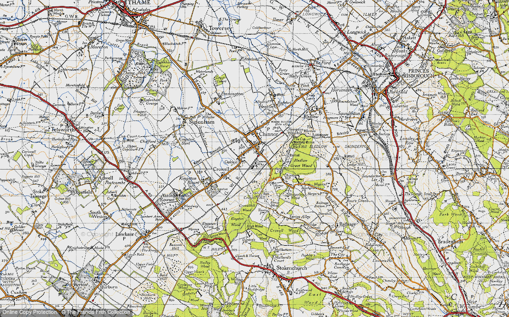 Old Map of Historic Map covering Bledlow Cross in 1947