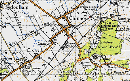 Old map of Bledlow Cross in 1947