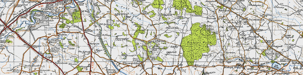 Old map of Chipnall in 1946