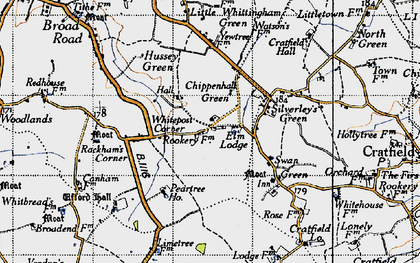 Old map of Chippenhall Green in 1946