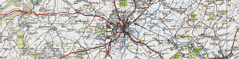 Old map of Chippenham in 1940