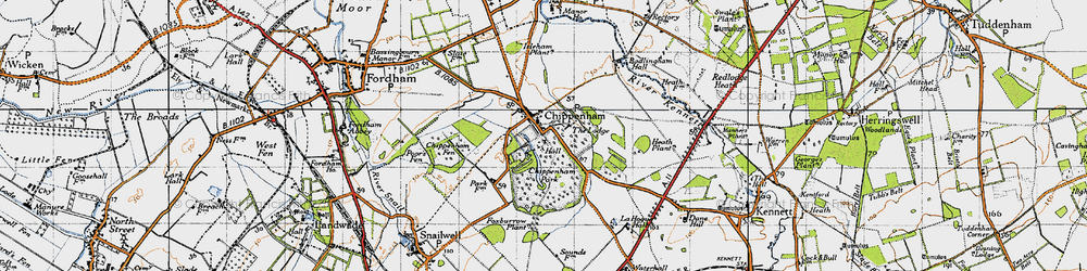 Old map of Badlingham Manor in 1946