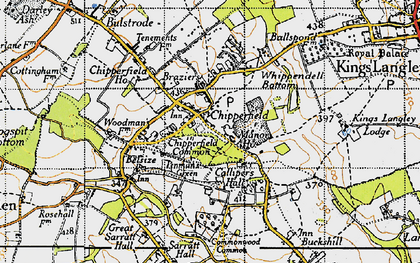 Old map of Chipperfield in 1946