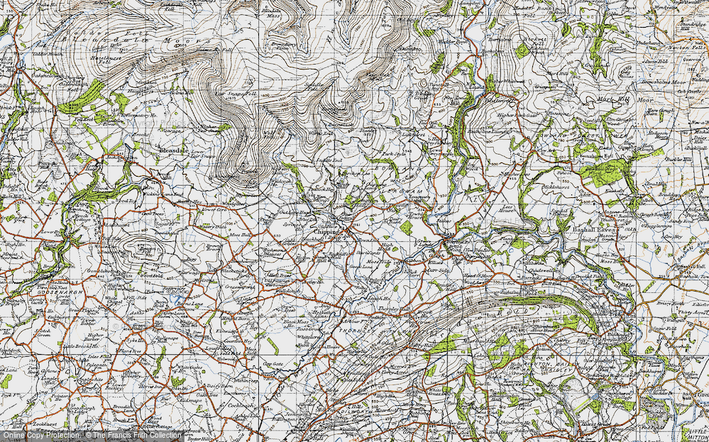 Old Map of Historic Map covering Wolf Fell in 1947
