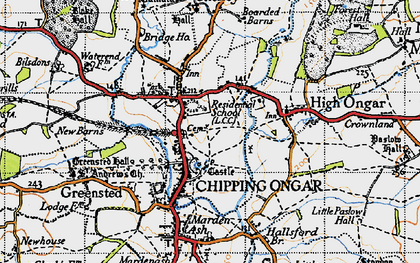 Old map of Chipping Ongar in 1946