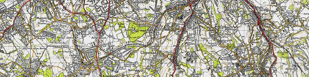 Old map of Banstead Wood in 1945