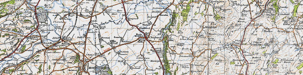 Old map of Chirbury in 1947