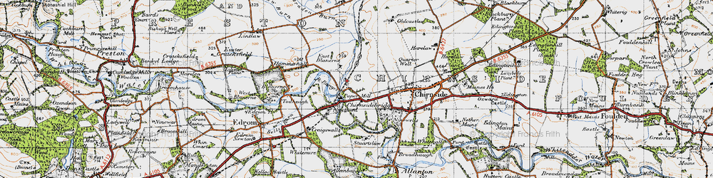 Old map of Chirnsidebridge in 1947