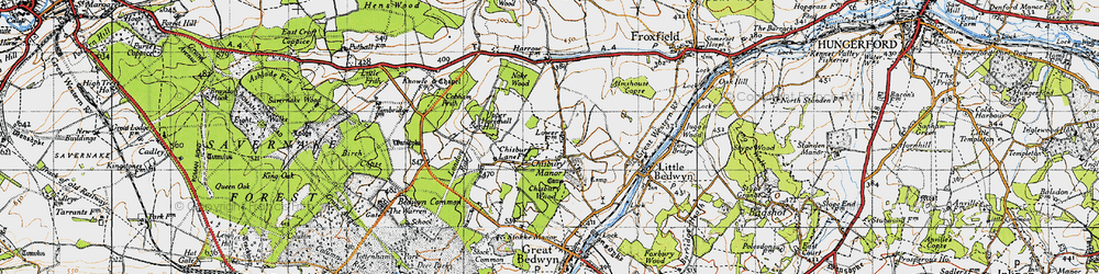 Old map of Chisbury in 1940