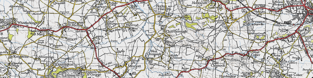 Old map of Chiselborough in 1945