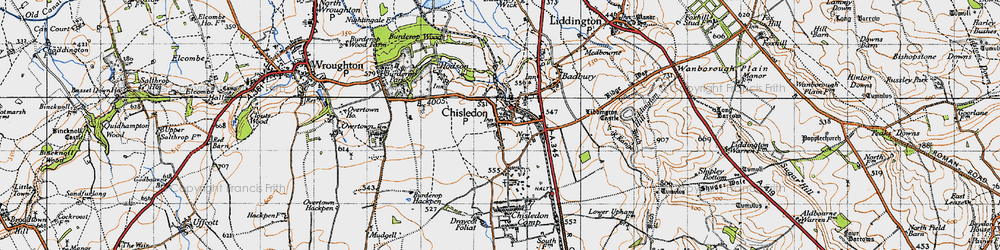 Old map of Chiseldon in 1947