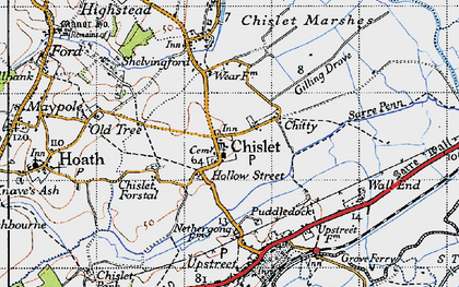 Old map of Chislet in 1947