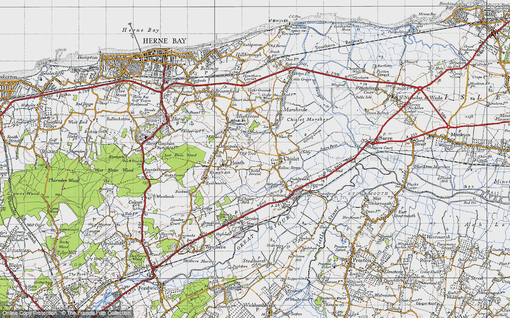 Old Map of Chislet Forstal, 1947 in 1947