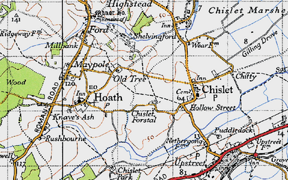 Old map of Chislet Forstal in 1947