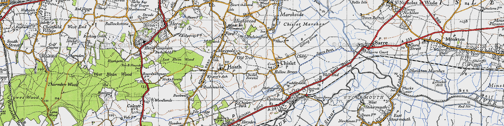 Old map of Chislet Forstal in 1947