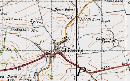 Old map of Chitterne in 1940