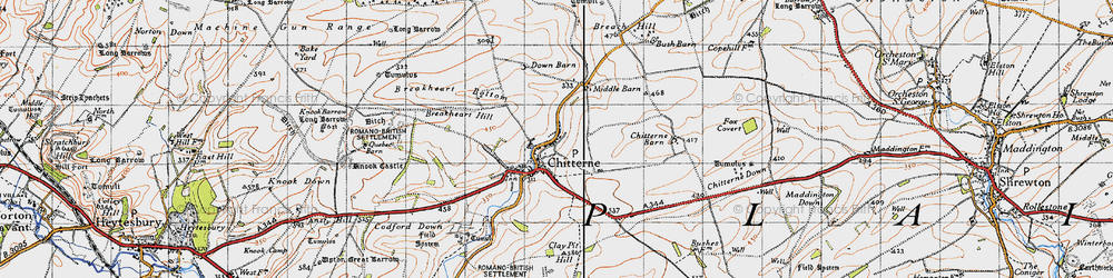 Old map of Chitterne in 1940