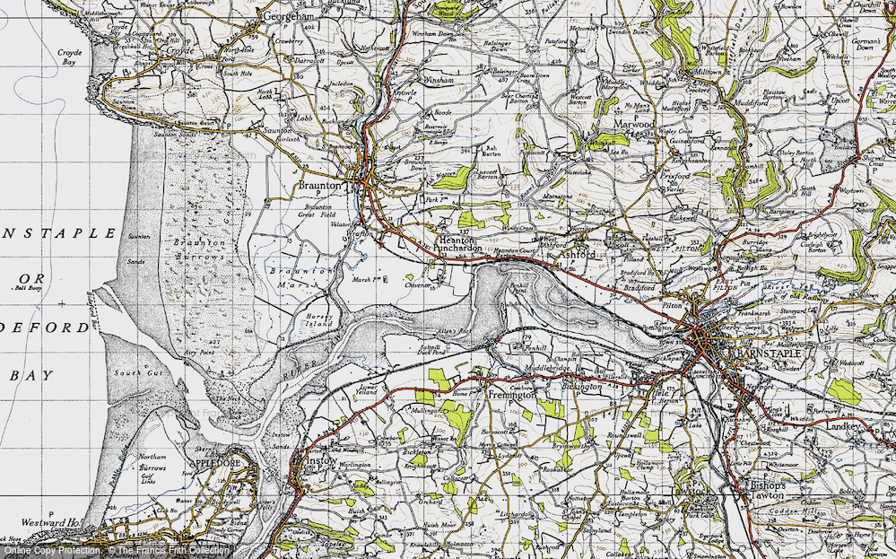 Old Map of Historic Map covering Allen's Rock in 1946