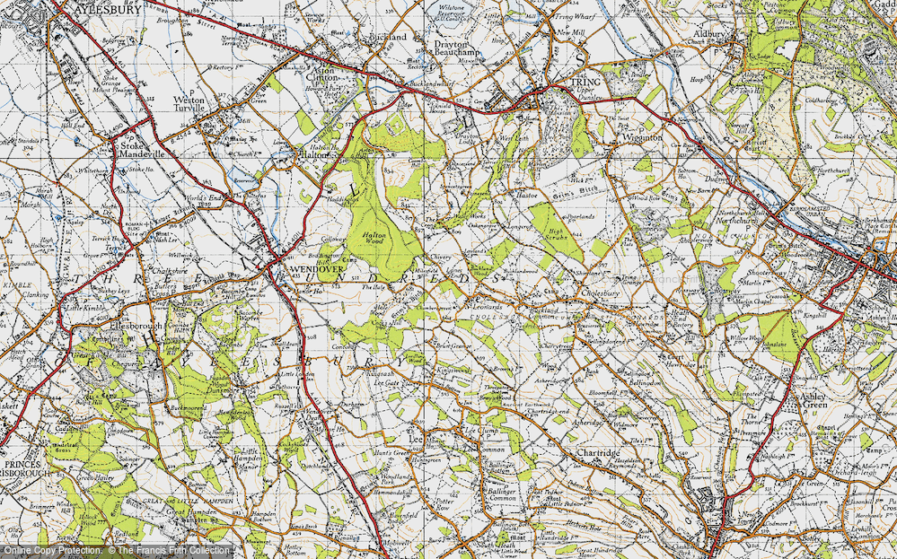 Old Map of Historic Map covering Brun Grange in 1946