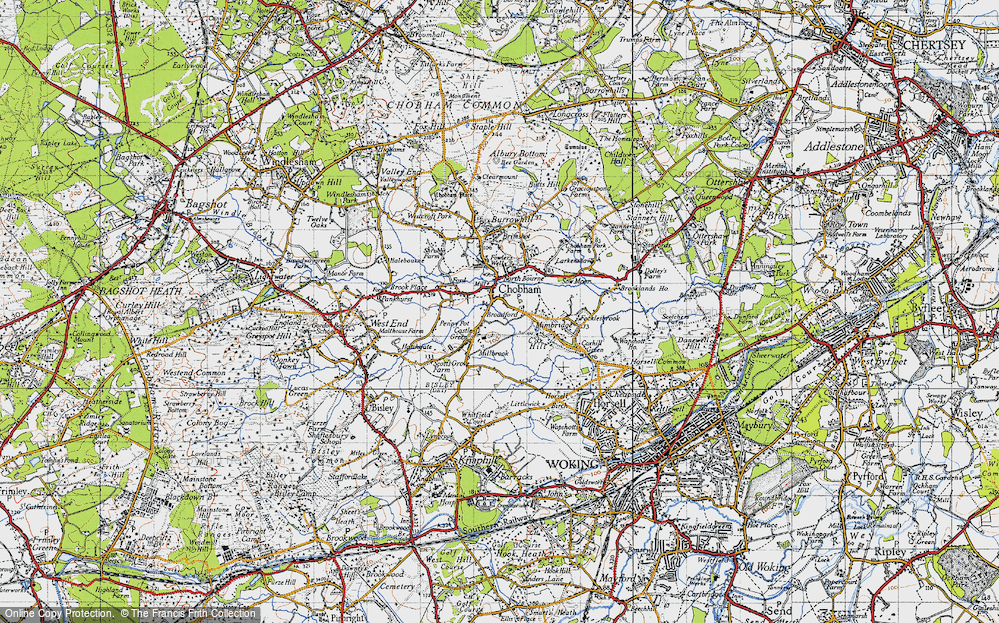 Map Of Chobham Common Map Of Chobham, 1940 - Francis Frith