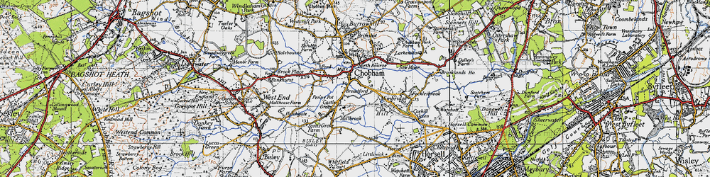 Old map of Chobham in 1940