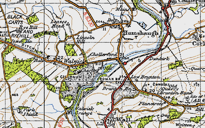 Old map of Chollerford in 1947