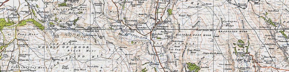 Old map of Barker's Crags in 1947