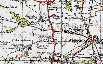Old map of Choppington in 1947