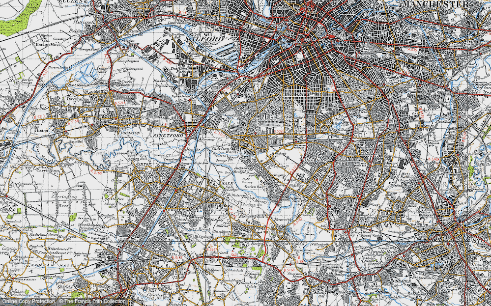 Old Map of Chorlton-cum-Hardy, 1947 in 1947
