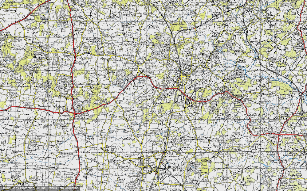 Old Map of Historic Map covering Butlersgreen Ho in 1940